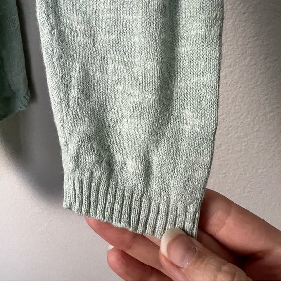Eileen Fisher Arora Mint Green Linen Blend Open Front Waterfall Cardigan Size XS - Picture 3 of 7